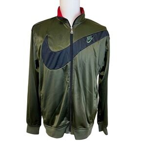 NIKE‎ Army Green Mens Track Jacket Sz XL Logo Swoosh